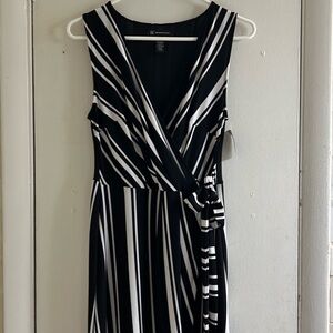 NWT International Concepts (INC) Black and White Striped Sleeveless Maxi Dress.